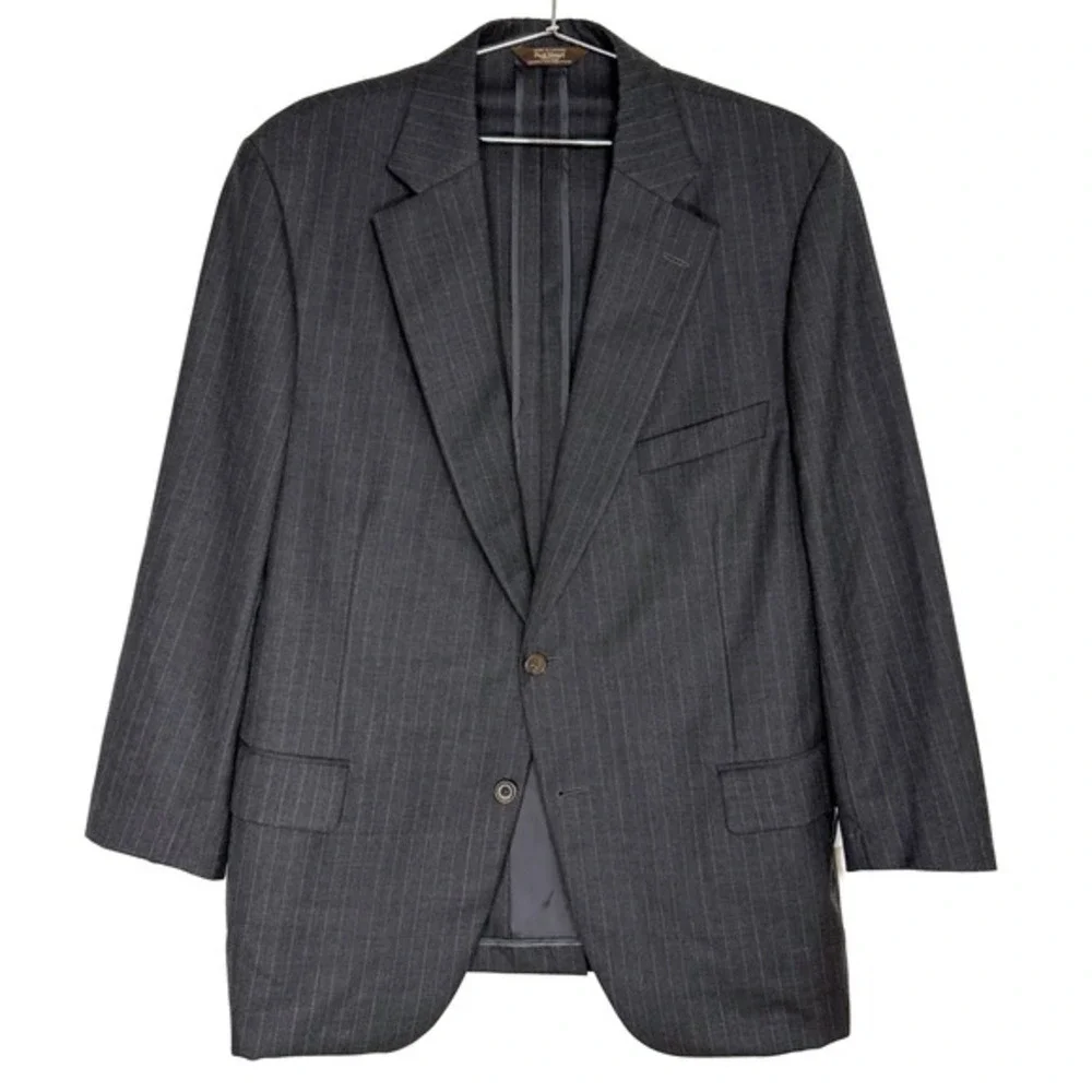 Paul Stuart Wool Pinstripe Blazer Mens 46-40 Regular Gray Made in Canada